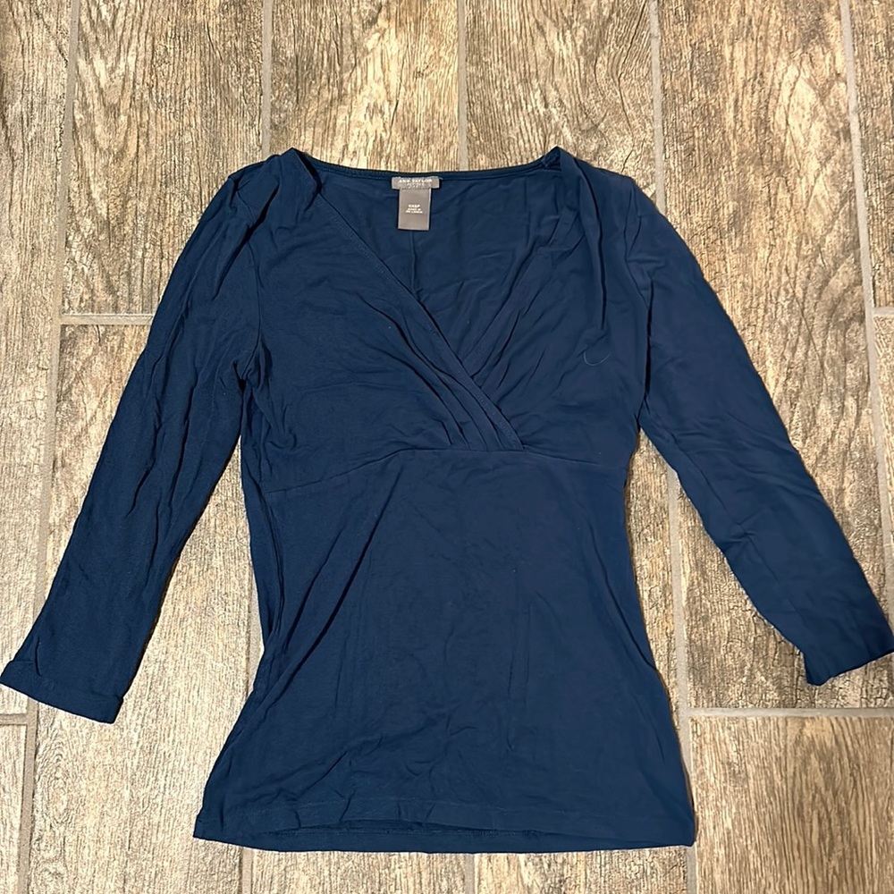 Ann Taylor 3/4 sleeve navy blue top, XXSP